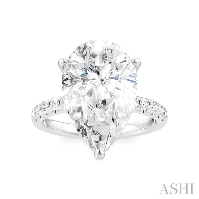 1/3 Ctw Pear Shape Round Cut Diamond Semi-Mount Engagement Ring in 14K White Gold