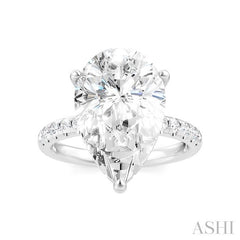1/3 Ctw Pear Shape Round Cut Diamond Semi-Mount Engagement Ring in 14K White Gold
