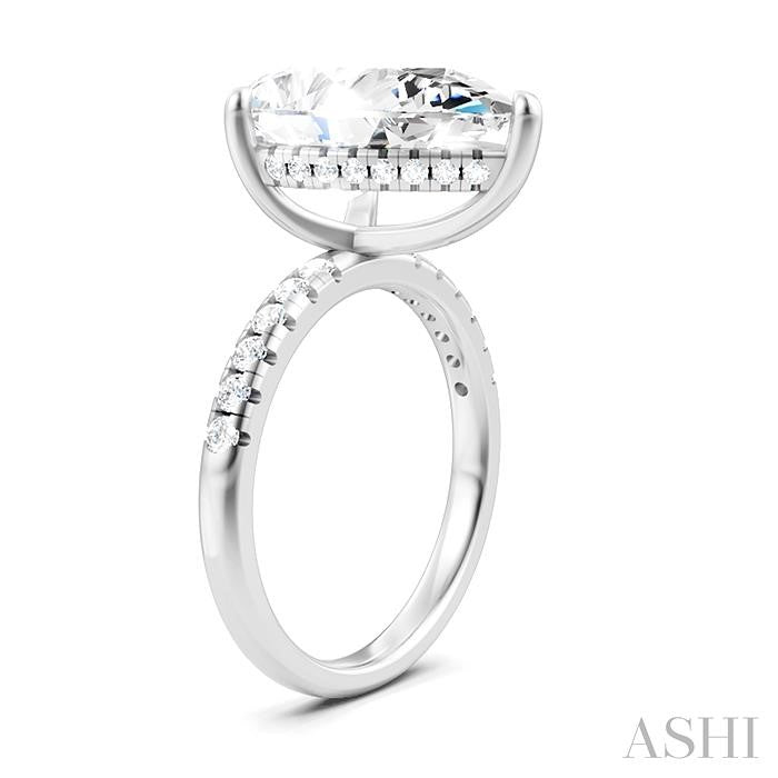 1/3 Ctw Pear Shape Round Cut Diamond Semi-Mount Engagement Ring in 14K White Gold