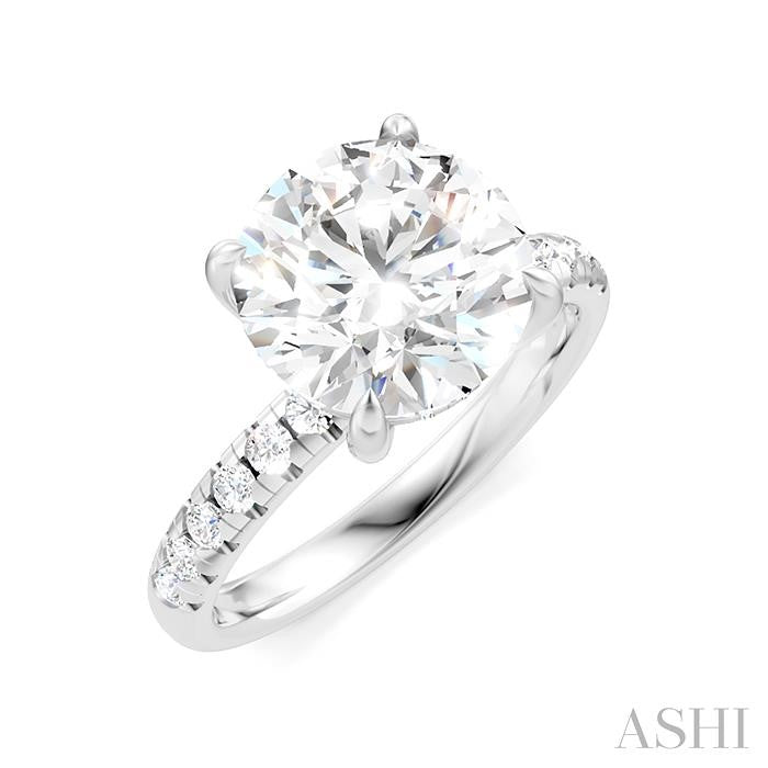 1/3 Ctw Circular Shape Round Cut Diamond Semi-Mount Engagement Ring in 14K White Gold