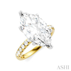 1/3 Ctw Marquise Shape Round Cut Diamond Semi-Mount Engagement Ring in 14K Yellow and White Gold