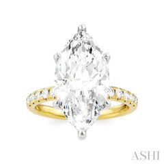 1/3 Ctw Marquise Shape Round Cut Diamond Semi-Mount Engagement Ring in 14K Yellow and White Gold