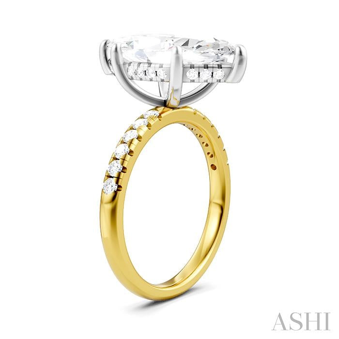1/3 Ctw Marquise Shape Round Cut Diamond Semi-Mount Engagement Ring in 14K Yellow and White Gold