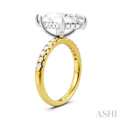 1/3 Ctw Marquise Shape Round Cut Diamond Semi-Mount Engagement Ring in 14K Yellow and White Gold