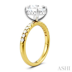 1/3 Ctw Oval Shape Round Cut Diamond Semi-Mount Engagement Ring in 14K Yellow and White Gold