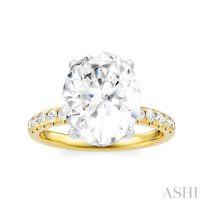 1/3 Ctw Oval Shape Round Cut Diamond Semi-Mount Engagement Ring in 14K Yellow and White Gold