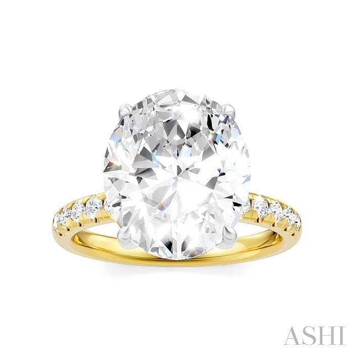 1/3 Ctw Oval Shape Round Cut Diamond Semi-Mount Engagement Ring in 14K Yellow and White Gold