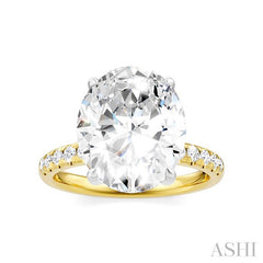 1/3 Ctw Oval Shape Round Cut Diamond Semi-Mount Engagement Ring in 14K Yellow and White Gold