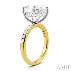 1/3 Ctw Oval Shape Round Cut Diamond Semi-Mount Engagement Ring in 14K Yellow and White Gold