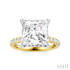 1/3 Ctw Princess Shape Round Cut Diamond Semi-Mount Engagement Ring in 14K Yellow and White Gold