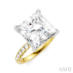 1/3 Ctw Princess Shape Round Cut Diamond Semi-Mount Engagement Ring in 14K Yellow and White Gold
