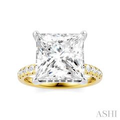 1/3 Ctw Princess Shape Round Cut Diamond Semi-Mount Engagement Ring in 14K Yellow and White Gold