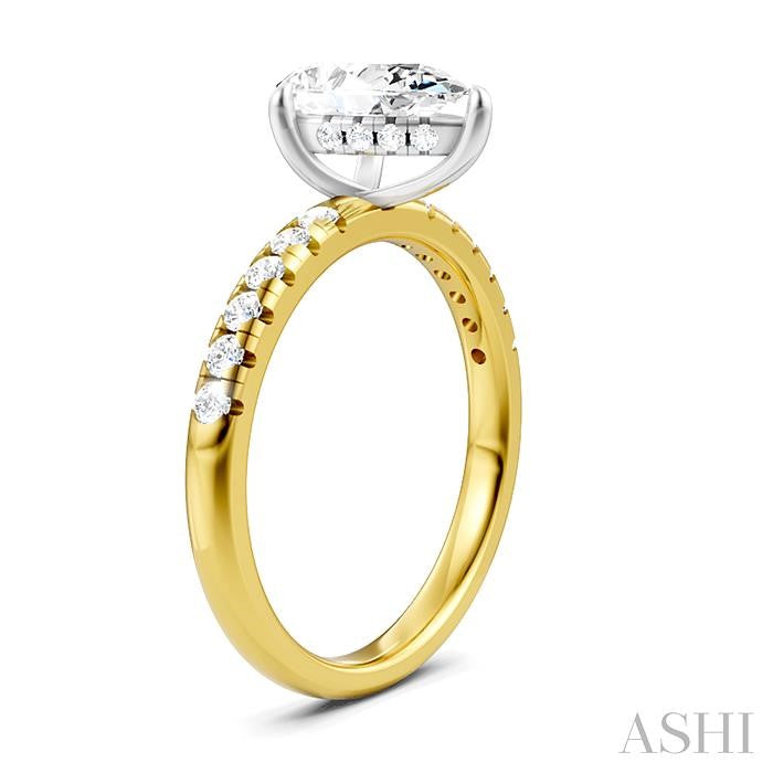 1/3 Ctw Pear Shape Round Cut Diamond Semi-Mount Engagement Ring in 14K Yellow and White Gold