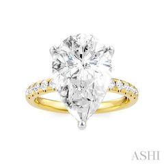 1/3 Ctw Pear Shape Round Cut Diamond Semi-Mount Engagement Ring in 14K Yellow and White Gold