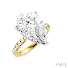 1/3 Ctw Pear Shape Round Cut Diamond Semi-Mount Engagement Ring in 14K Yellow and White Gold