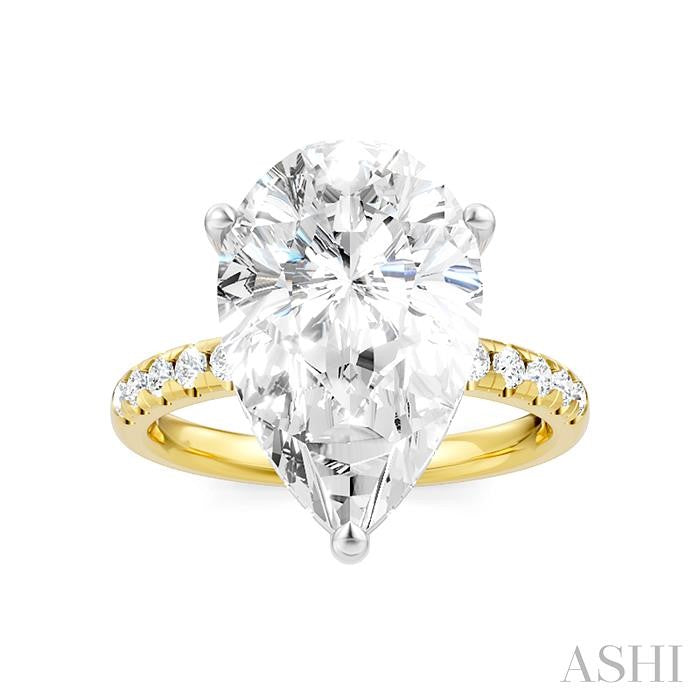 1/3 Ctw Pear Shape Round Cut Diamond Semi-Mount Engagement Ring in 14K Yellow and White Gold