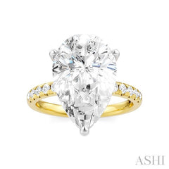 1/3 Ctw Pear Shape Round Cut Diamond Semi-Mount Engagement Ring in 14K Yellow and White Gold