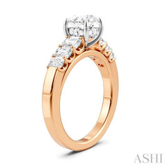 1 Ctw Round Shape Emerald and Round Cut Diamond Semi-Mount Engagement Ring in 14K Rose and White Gold