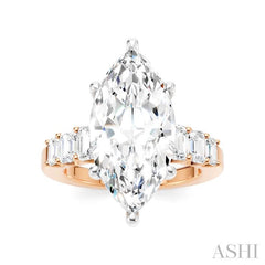 1 1/4 Ctw Marquise Shape Emerald and Round Cut Diamond Semi-Mount Engagement Ring in 14K Rose and White Gold