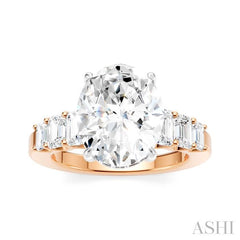1 1/4 Ctw Oval Shape Emerald and Round Cut Diamond Semi-Mount Engagement Ring in 14K Rose and White Gold