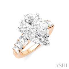1 1/4 Ctw Pear Shape Emerald and Round Cut Diamond Semi-Mount Engagement Ring in 14K Rose and White Gold