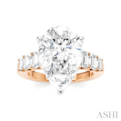 1 1/4 Ctw Pear Shape Emerald and Round Cut Diamond Semi-Mount Engagement Ring in 14K Rose and White Gold