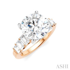 1 1/4 Ctw Round Shape Emerald and Round Cut Diamond Semi-Mount Engagement Ring in 14K Rose and White Gold