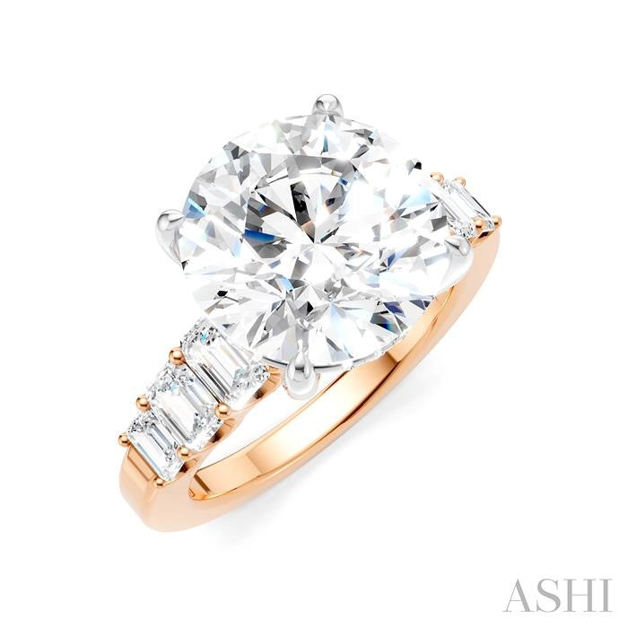 1 1/4 Ctw Round Shape Emerald and Round Cut Diamond Semi-Mount Engagement Ring in 14K Rose and White Gold