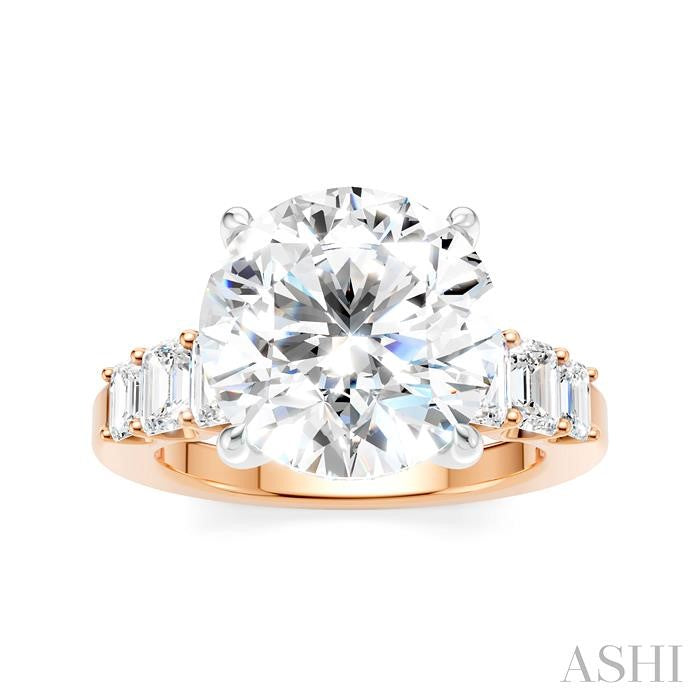 1 1/4 Ctw Round Shape Emerald and Round Cut Diamond Semi-Mount Engagement Ring in 14K Rose and White Gold