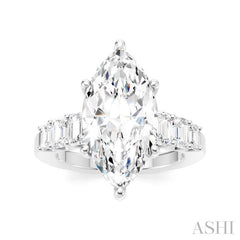 1 1/4 Ctw Marquise Shape Emerald and Round Cut Diamond Semi-Mount Engagement Ring in 14K White Gold