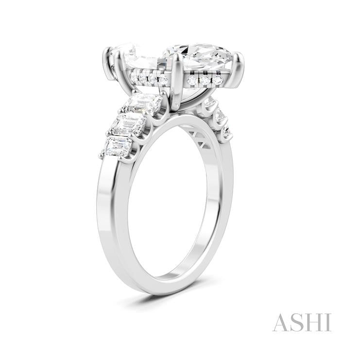 1 1/4 Ctw Marquise Shape Emerald and Round Cut Diamond Semi-Mount Engagement Ring in 14K White Gold