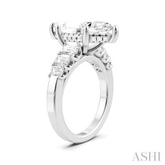 1 1/4 Ctw Marquise Shape Emerald and Round Cut Diamond Semi-Mount Engagement Ring in 14K White Gold