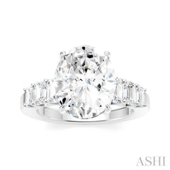 1 1/4 Ctw Oval Shape Emerald and Round Cut Diamond Semi-Mount Engagement Ring in 14K White Gold