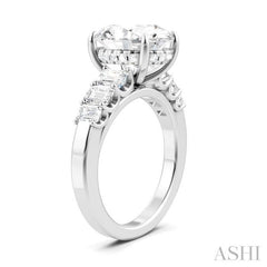 1 1/4 Ctw Oval Shape Emerald and Round Cut Diamond Semi-Mount Engagement Ring in 14K White Gold