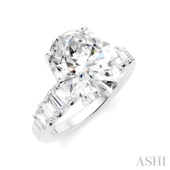 1 1/4 Ctw Oval Shape Emerald and Round Cut Diamond Semi-Mount Engagement Ring in 14K White Gold