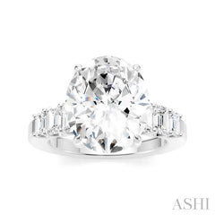 1 1/4 Ctw Oval Shape Emerald and Round Cut Diamond Semi-Mount Engagement Ring in 14K White Gold