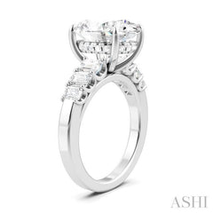 1 1/4 Ctw Oval Shape Emerald and Round Cut Diamond Semi-Mount Engagement Ring in 14K White Gold
