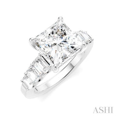 1 1/4 Ctw Princess Shape Emerald and Round Cut Diamond Semi-Mount Engagement Ring in 14K White Gold