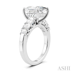 1 1/4 Ctw Princess Shape Emerald and Round Cut Diamond Semi-Mount Engagement Ring in 14K White Gold