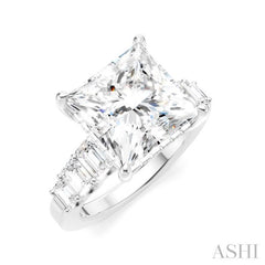 1 1/4 Ctw Princess Shape Emerald and Round Cut Diamond Semi-Mount Engagement Ring in 14K White Gold