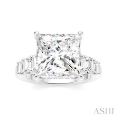 1 1/4 Ctw Princess Shape Emerald and Round Cut Diamond Semi-Mount Engagement Ring in 14K White Gold