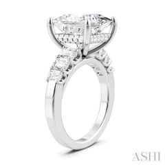 1 1/4 Ctw Princess Shape Emerald and Round Cut Diamond Semi-Mount Engagement Ring in 14K White Gold