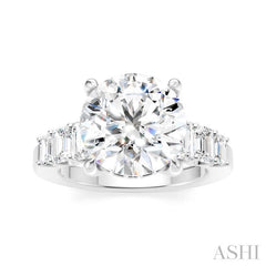 1 1/4 Ctw Round Shape Emerald and Round Cut Diamond Semi-Mount Engagement Ring in 14K White Gold