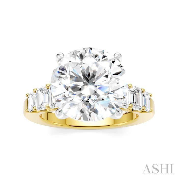 1 1/4 Ctw Round Shape Emerald and Round Cut Diamond Semi-Mount Engagement Ring in 14K Yellow and White Gold