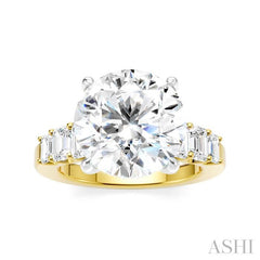 1 1/4 Ctw Round Shape Emerald and Round Cut Diamond Semi-Mount Engagement Ring in 14K Yellow and White Gold