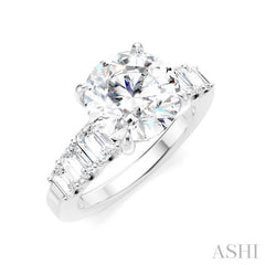 1 1/4 Ctw Round Shape Emerald and Round Cut Diamond Semi-Mount Engagement Ring in 14K White Gold