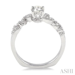 1/2 Ctw Diamond Engagement Ring with 3/8 Ct Round Cut Center Stone in 14K White Gold