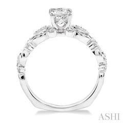 5/8 Ctw Diamond Engagement Ring with 3/8 Ct Princess Cut Center Stone in 14K White Gold