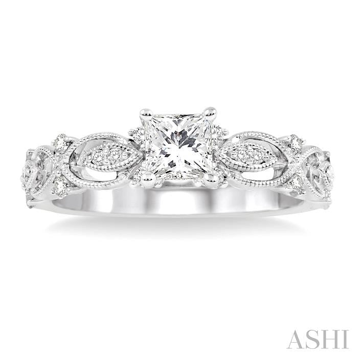 1/5 Ctw Diamond Semi-Mount Engagement Ring in 14K White Gold