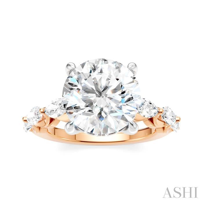 1 Ctw Round Shape Marquise and Round Cut Diamond Semi-Mount Engagement Ring in 14K Rose and White Gold